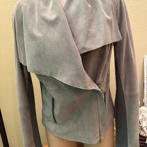 Vince Gray Suede Draped Leather Jacket